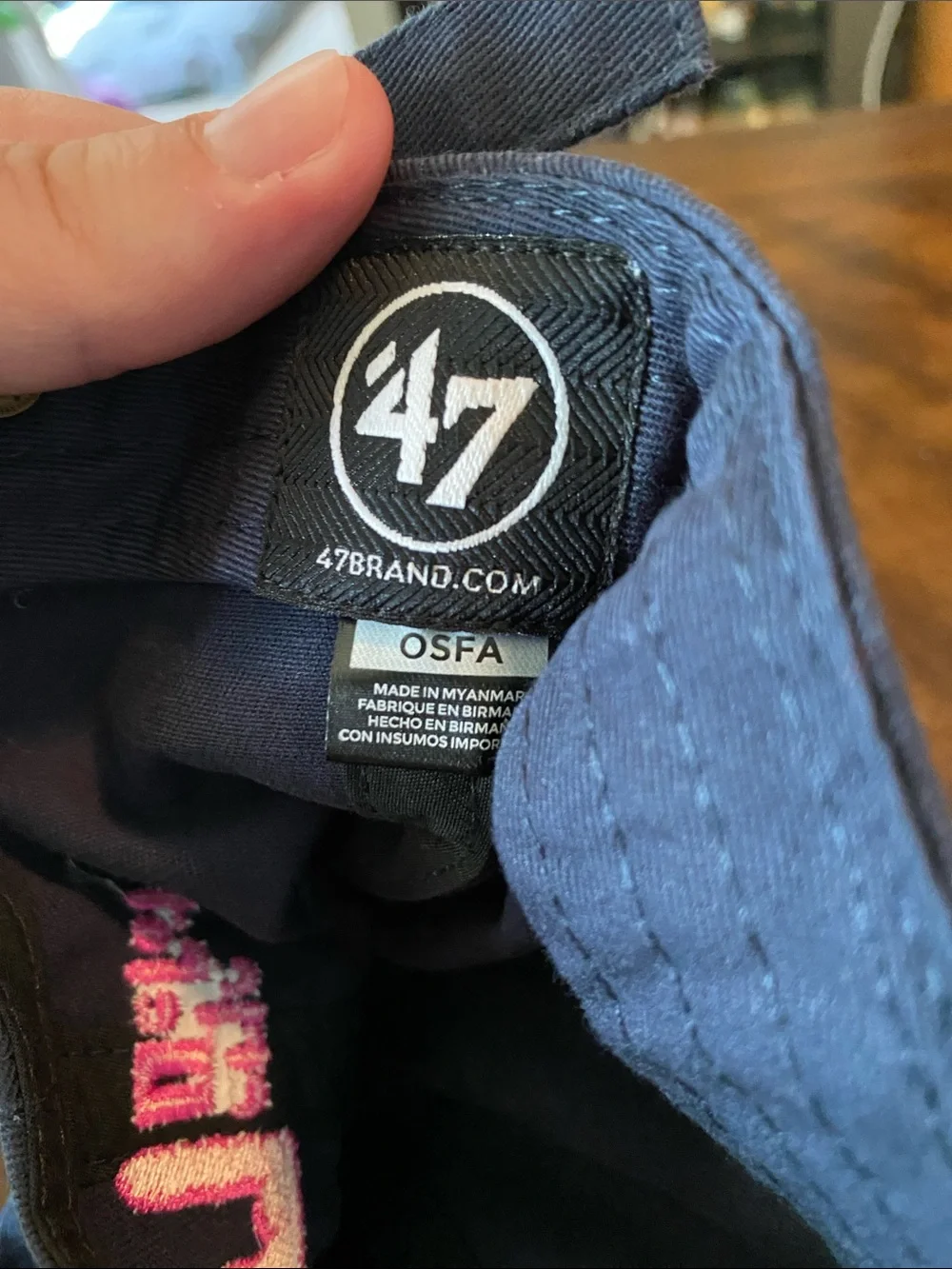 47 Navy Cap with Pink and Purple Paint Drip Logo